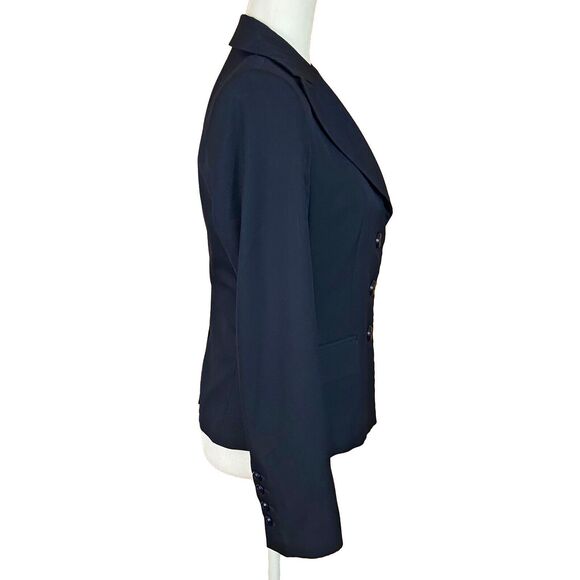 Stile Benetton Women's 3-Button Structured Blazer IT 42 US 6 Navy Blue Pockets - Picture 4 of 7